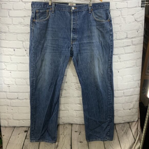 Levi’s Original 501 Straight Leg Button Fly Blue Jeans Mens Sz 44 x 30 - Picture 1 of 13